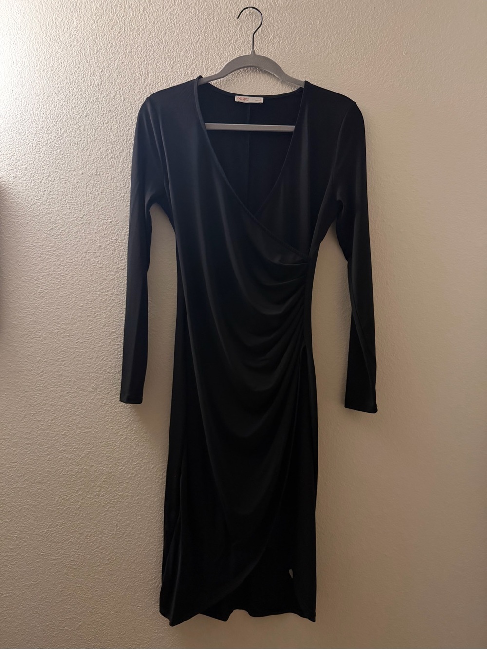 Intempo Long-Sleeve Faux-Wrap Midi Dress